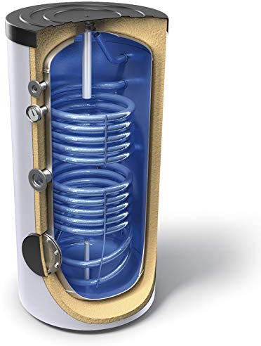 Emaillierter Warmwasserspeicher Standspeicher indirekt beheizt 300 Liter mit 2 Heizregister
