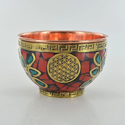 Kupfer Schale Blume des Lebens klein 8cm Hexe & Magic Zubehör für Wicca Tränke Neopaganismus Geschenk