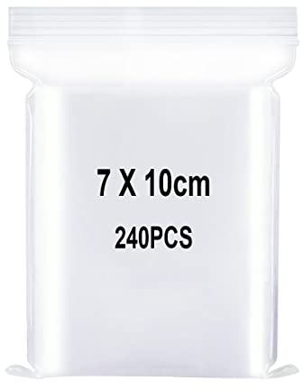 Sachets Plastique Transparents Refermables, Sac Scellé, Sac de Rangement, Sac de à Fermeture, S'appliquent aux Composants Électroniques, Stockage de Bijoux etc. 7x10cm 240pièce