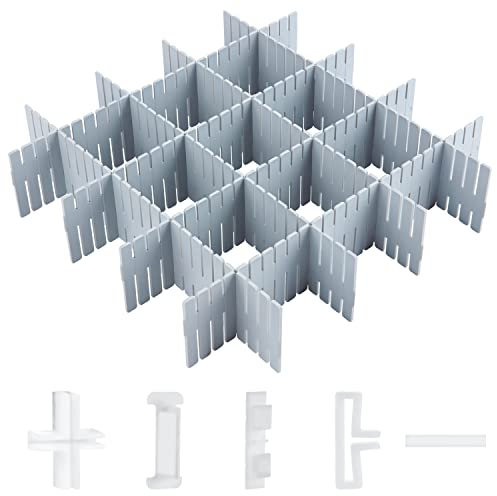 LWAIX Schubladenteiler Schubladentrenner Verstellbar16Stk Schubladeneinteiler Schubladen Organizer Für Schrank Unterwäsche Socken DIY Schreibtisch Organizer(grau)