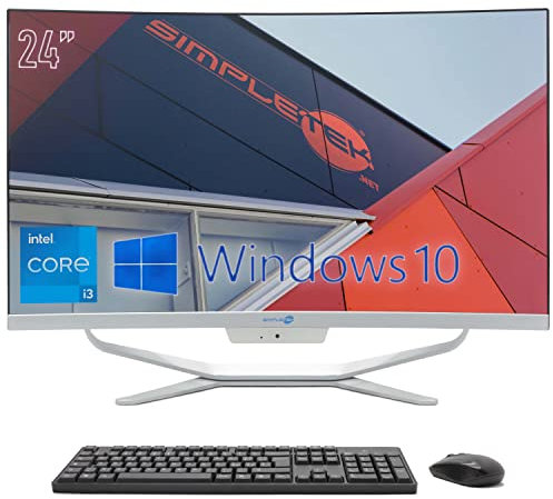 PC All in One 24 Full HD Curvo Core i3 3.40GHz Windows 10 Pro 16GB RAM SSD 960GB | Webcam 1080p WiFi5 BT HDMI ordenador fijo Aio casa escuela trabajo Simpletek