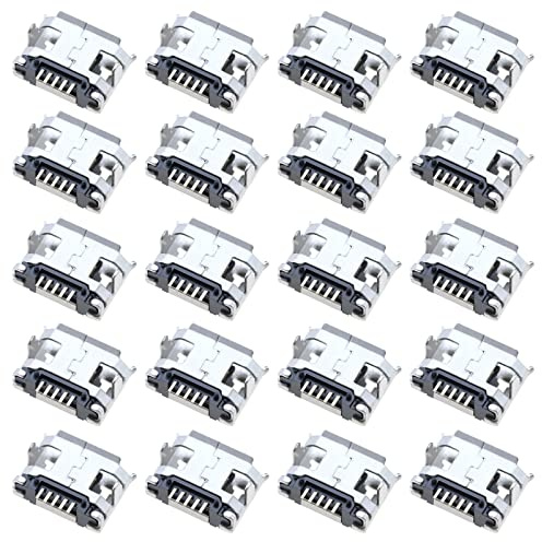 VGOL 20pcs Micro USB Connecteurs de Prise Femelle Ports de Charge Adaptateur Remplacement à 5 Broches pour Téléphone Portable Produit Numérique d'alimentation Mobile