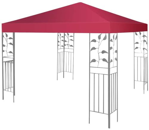 GYMAX Tettoia Gazebo da Esterno Tendone da Giardino per Campeggio 300x300cm (Rosso)