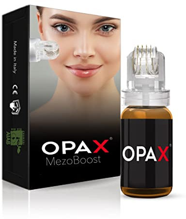 Opax Dermaroller 0.5 mm Per Microneedling Viso, Beauty rullo labbra – Siero 10ml Con Acido Ialuronico Viso, Coenzima Q10, Collagene E Acido Ialuronico, Elastina – Made In Italy