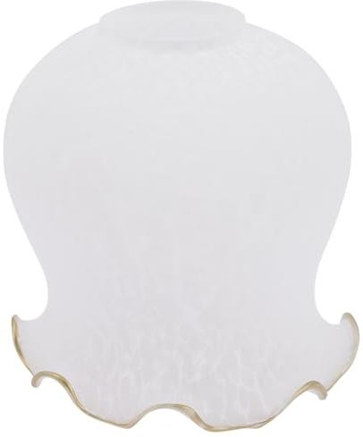 TOVINANNA Flower Shaped Glass Lampshade - Elegant Tulip Lightshade with Wavy Edge for Chandelier and Pendant Light, Vintage Frosted Lampshades for Wall Lamp, Replacement Light Cover, 13.5cm Height
