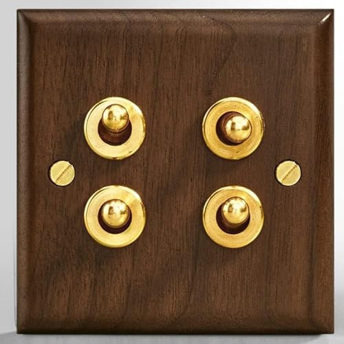 Interruptor,Interruptor de palanca, Interruptor de pared Palanca de latón antiguo Luz de palanca Madera maciza hecha a mano Interruptor tipo 86 1-4 bandas 2 vías Intermedio Retro for dormitorio Restau
