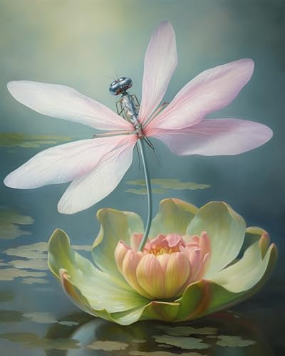 Kreuzstich-Stickset, Libelle, die auf einer Seerose ruht, gedruckte Kreuzmuster, Stickerei, Basteln, Nadelspitzen-Set, Anfänger-Starter-Kits, DIY handgefertigte Geschenke, 11-fädig, 3 Stränge, 40,6 x