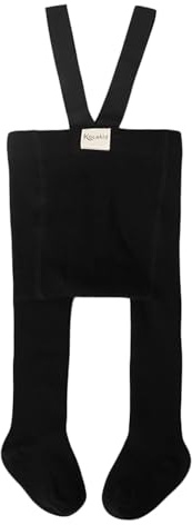 Baby Girl Boy Suspender Tights Pantyhose Ribbed Knit Leggings Stockings Solid Color High Waist Cute Footed Pants (A-Black, 2-3 Years)