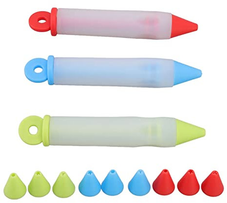 3 Set Cake Decorating Pen Tool,Silicone Detachable DIY Cake Icing Pen with 12 Patterns Detachable DIY Cake Icing Pen for Food Writing