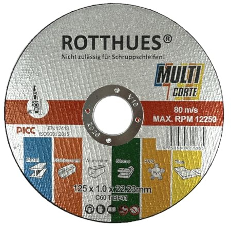 Multi Corte 50 Stück Flexscheibe 125 x 1,0 mm Extra Dünn, Trennscheibe für Metall, Edelstahl, Aluminium, Stein, PVC, Steingut