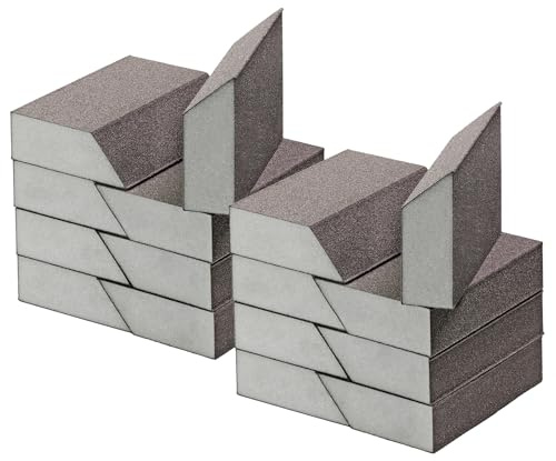 220 Grit Angled Sanding Blocks, Jamiikury Sponge Sand Block Washable and Reusable, Wet & Dry Sandpaper Block for Wood Metal Drywall and Furniture Paint - Pack of 16