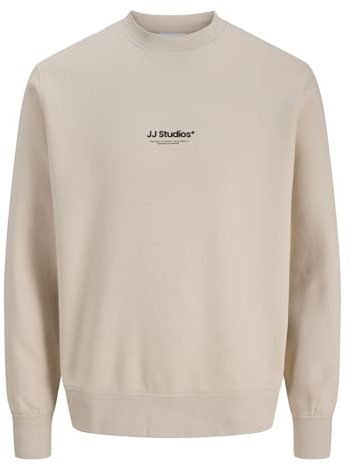 JACK & JONES Homme Crew Neck Jjesoho Sweat À Col Rond Noos, Beige Clair, L EU