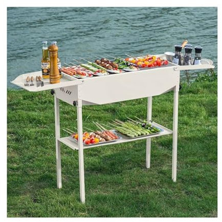 SDA287MZ Picknickgrill Hoher Fuß-Grillständer, faltbar, tragbar, for den Haushalt, Edelstahl, Grillnetz, Grillofen Tragbarer Grill
