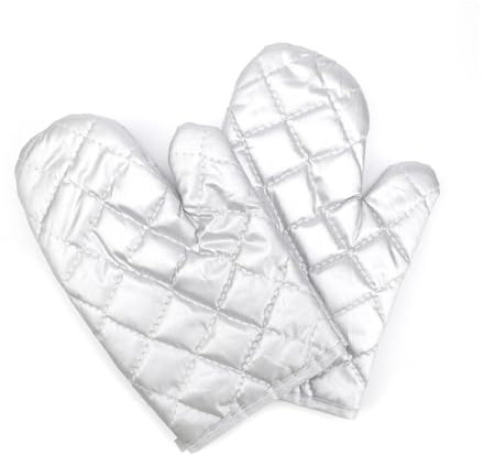 YFaithGuanti da Forno, 1 Paio Guanto Forno, Resistente al Calore, Lavabile Argento Guanti Forno Alta Temperatura, Fino a 180°c, con Occhiello per Appendere, per Microonde e Ferro da Stiro