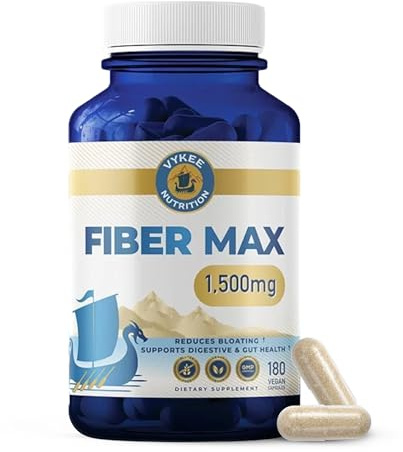 Vykee Nutrition Advanced Fiber Complex – Psyllium Husk, Aloe Vera, Chia & Flax Seed | Vegan, Non-GMO | Supports Digestive Health, Regularity & Gut Wellness | 180 Capsules