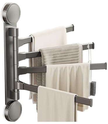 Barra portasciugamani girevole, porta asciugamani a ventosa, porta asciugamani girevole, barra per asciugamani per bagno, supporto a ventosa multi-bar, ideale per bagno, cucina, lavanderia o balcone