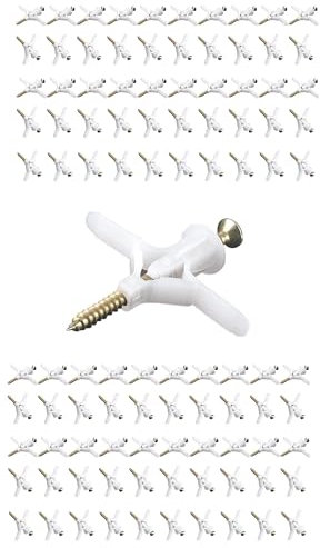 Fijaciones resistentes para pared de cartón yeso, tapones duraderos y anclajes de pared, instalaciones fiables y seguras para montar estantes, espejos y accesorios, paquete de 100