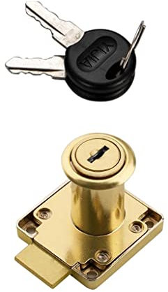 Cerradura de seguridad dorada para cajones de oficina, armario, 32 mm