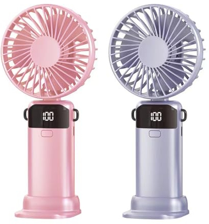 Somnr Handventilator, wiederaufladbar, mit LED-Display, Handventilator, Hals-/Schreibtisch, 3-in-1-Mini-Ventilator, 5 Geschwindigkeiten, tragbarer Handventilator, verstellbarer Handventilator für