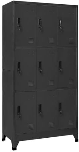 Xichuzi Schließfachschrank, Wertfachschrank, Fächerschrank, Spinte Schrank, Schließfachschrank, Schließfach, Aufbewahrungsschrã¤nke, Anthrazit 90x45x180 cm Stahl
