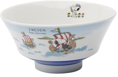 Peanuts 889752 World Travel Sweden Ramen Bowl Noodle Bowl Diameter Approximately 7.1 x Height Approximately 3.5 inches (18 cm) x Height Approximately 3.5 inches (9 cm), Microwave and Dishwasher Safe