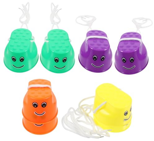 Abaodam 4paare Laufbecherstelzen Für Junge Mädchen rutschfeste Plastikstelzenspielzeug Topfstelzen Für Drinnen Und Draußen Balancier-stelzen Mit Verstellbarem Seil Kindersportspielzeug Für