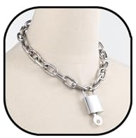RAMUS KATEN Heavy Chunky Stainless Steel Lock Necklace punk gothic Padlock Choker Chain for Men Jewelry, 15.7, Stainless Steel, No Gemstone