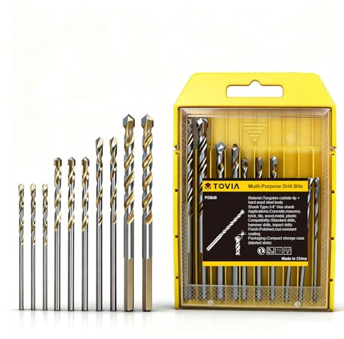 Scimaker Multi-Use Masonry Drill Bit for Concrete/Glass/Brick/Plastic/Cement/Tile 10pcs (3, 3, 3, 4, 4, 4, 5, 5, 6, 6mm)