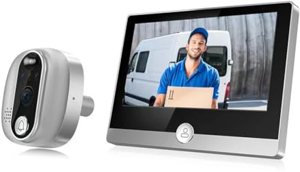 URPIZY WLAN Türspion Kamera mit 4,3 Zoll IPS Farbdisplay, 1080P HD Auflösung, 167° Weitwinkel, PIR Bewegungssensor, 2,4 GHz Verbindung, Alexa kompatibel, 5000mAh Akku, bidirektionale Komm