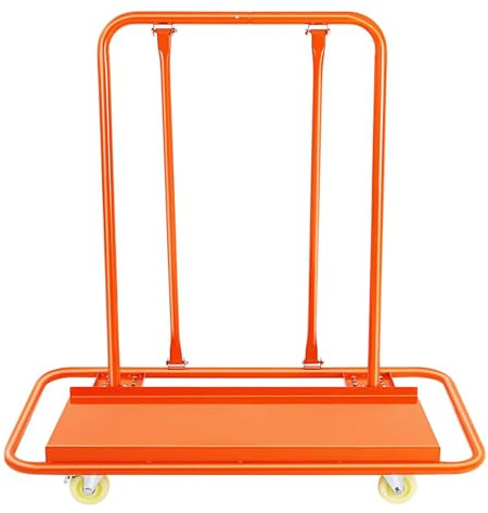 2200lbs Plattenkarren Transportwagen, Gipskartonwagen mit 4 Universalrädern, 117 x 58 x 119 cm, Robuster, Paneelwagen für einfache Handhabung von Wandpaneelen, Blech und Holz,Orange