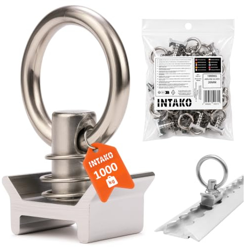 4 Stück Airline Fitting (Silber/Orange) - Airlineschiene Zurröse mit Ring 1000 kg Tragfähigkeit, PKW & Anhänger Zubehör