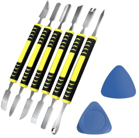 EJUFNS 6 Pieces Of Disassembly Crowbars And 2 Pieces Of Crowbars, Double-Headed Metal Shell-Opening Crowbars, Multi-Function Electronic Repair Tools, And Notebooks.