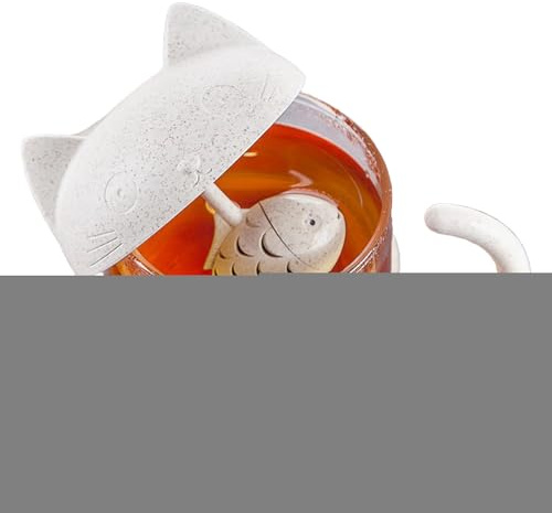 Glass Tea Cup With Infuser And Lid - Novelty Cat Design Cup Strainer For Steeping Transparent Tumbler Heat Resistant Cold And Hot Drinks Unique Birthday Christmas Gift Mom No