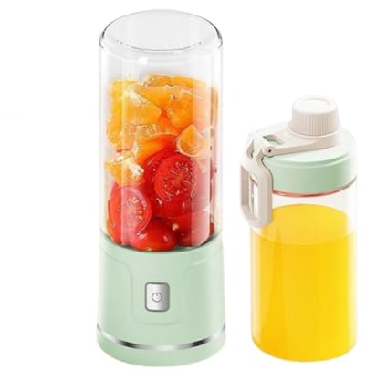 Fresh Juice Mixer Flasche, Smoothie Maker mit Tragbarer Becherdeckel, 450ml Smoothie Mixer USB Wiederaufladbarer, Mini Mixer Glas Trinkbecher für Fresh Juice Shakes Smoothies Babynahrung (Grün)