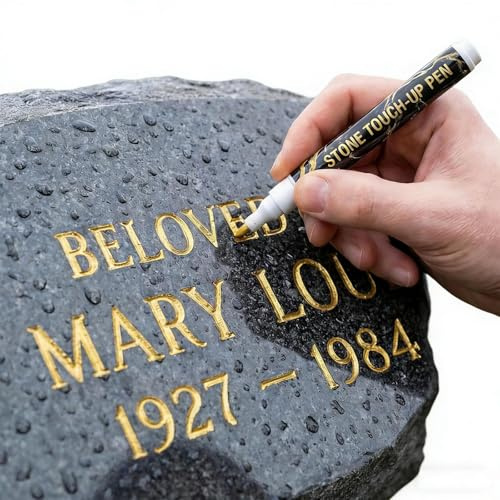 ZVD Marqueur Doré pour Pierre Tombale, Stylo de Retouche Imperméable et Résistant aux Intempéries, Stylo Peinture Doré pour Inscriptions sur Pierre Tombale, Granit, Gravure (Doré)