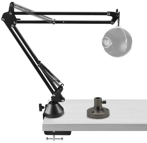 TOCCOOL Microphone Arm Compatible with Blue Yeti, Yeti X, Yeti Pro, Snowball ICE Mic Boom Arm Mount with Table Flange Adapter, Suspension Stand, Desk Mount Holder