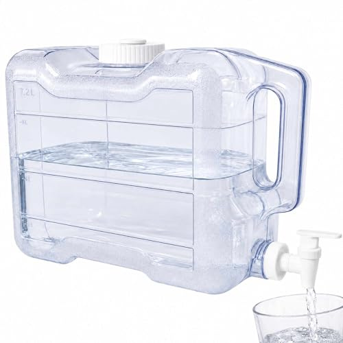 Dispensador de Agua Fria para Nevera, Dispensador de Bebidas de plástico, Ergonómico con asa, Plástico PETG Libre de Fugas, Libre BPA, Dimensiones 31 cm Largo x 20 cm Alto x 15 cm Ancho, 7.2 litros