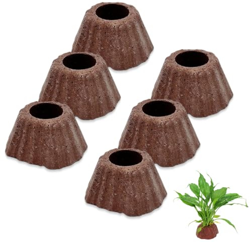 AJNZAU 6 Piezas Piedras Volcánicas, Purifica El Agua Y Favorece Bacterias, Anillo De Piedra Volcánica Para Fijación De Plantas Acuáticas Y Aquascaping (Arcilla)