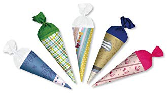 ROTH Set of 5 Small School Cones for Changing Schools 15 cm Round with Crepe Closure