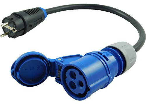 NWP Adapter CEE Kupplung 230V 16A auf Schuko Stecker - 3x2,5mm² Gummischlauchleitung - IP44 - Für Camping, Caravan, Boot, Märkte, Außenbereich