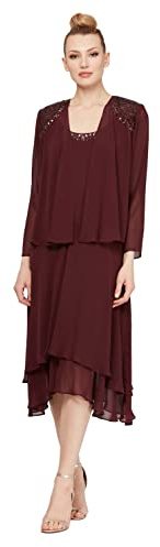 S.L. Fashions Women's Plus Size Embellished Tiered Jacket Dress Special Occasion Dress