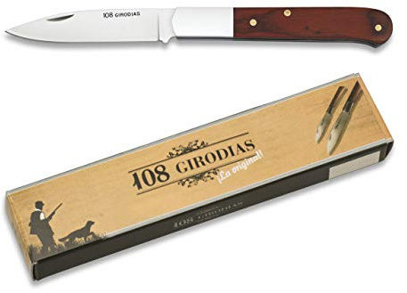 Albainox 01218 Navaja 108 GIRODIAS. Hoja 7 cm Herramienta para Caza, Pesca, Camping, Outdoor, Supervivencia y Bushcraft + Portabotellas de regalo