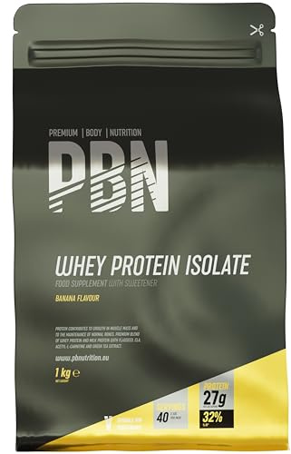 Premium Body Nutrition - Proteína en Polvo Whey-ISOLATE, 1kg, Plátano - 33 Porciones