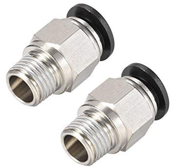 sourcing map Straight Pneumatic Push to Quick Connect Fittings 1/4 Inch NPT Male X 10mm Tube OD Silver Tone 2pcs