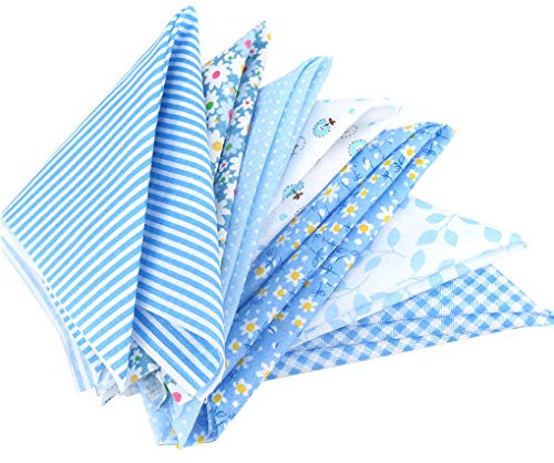 Topker Baumwolltuch Baumwollstoff 50x50cm Nähen Quilten Patchwork Stoffpaket Stoffreste DIY 7 Stücke Blau Serie Blumen Baumwolltuch