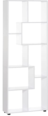 HOMCOM Bücherregal mit 8 Fächer Würfelregal Aufbewahrungsregal Wohnzimmer Schlafzimmer Büro E1 Spanplatte Weiß 70 x 24 x 178 cm