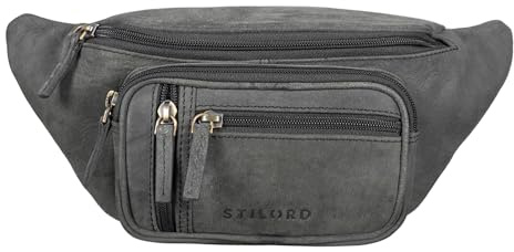 STILORD 'Greg' Vintage Bauchtasche Leder Hüfttasche Herren Damen Belt Bag - ideal für Reise Festival und Outdoor - Moderne Gürteltasche Echt-Leder groß Gurt Verstellbar, Farbe:avaro - grau