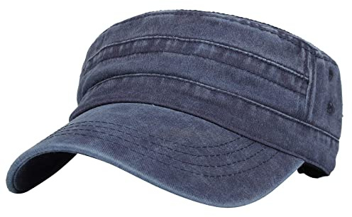 Jarseila Herren Baumwolle Flat Top Army Kappe Unisex Military Kappe Vintage Schirmmütze Baseballmütze Sommer, Unifarben, Verstellbar