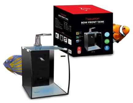 Aquatop Vertical Bowfront Glass Aquarium, 5-Gallon – All-in-One Tank with Filter and LED Light, High Clarity Glass for Freshwater & Saltwater