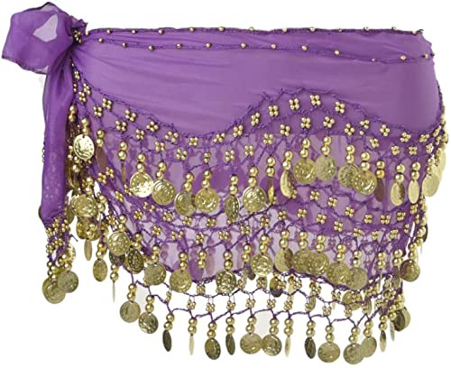 Morices Damen Bauchtanz Gürtel, Chiffon Hüfttuch, Tanztuch mit Münzen für Bauchtanz für Performance Kostüm Bauchtanz Yoga Kurs